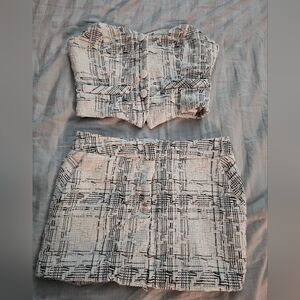 Forever21 Black and White Skirt Set Size Small